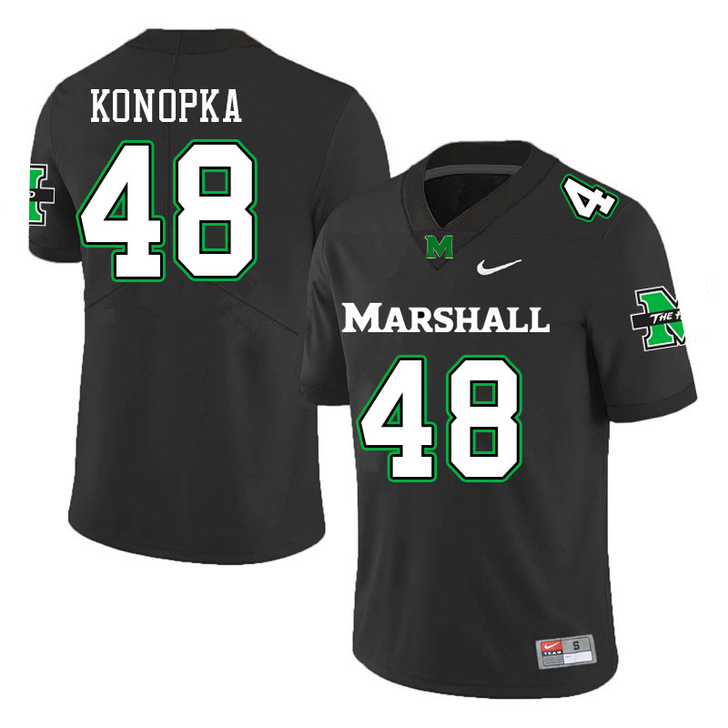 Men #48 Dominic Konopka Marshall Thundering Herd College Football Jerseys Stitched-Black